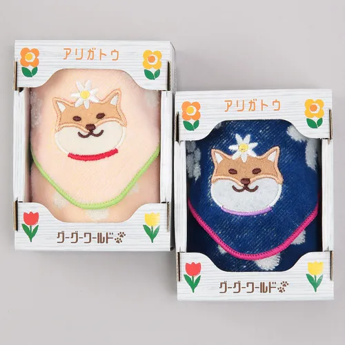 GuGuWorld 花柄×柴犬 タオルハンカチ