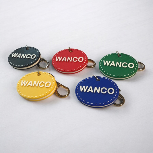 wanco/カラフル 名入れキーホルダー (楕円/ステッチ/原色)